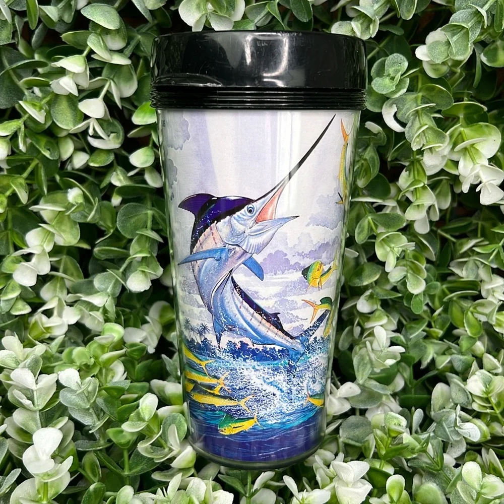Guy Harvey Marlin & Mahi Mahi Vision Plastic Tumble Cup Pop Lid